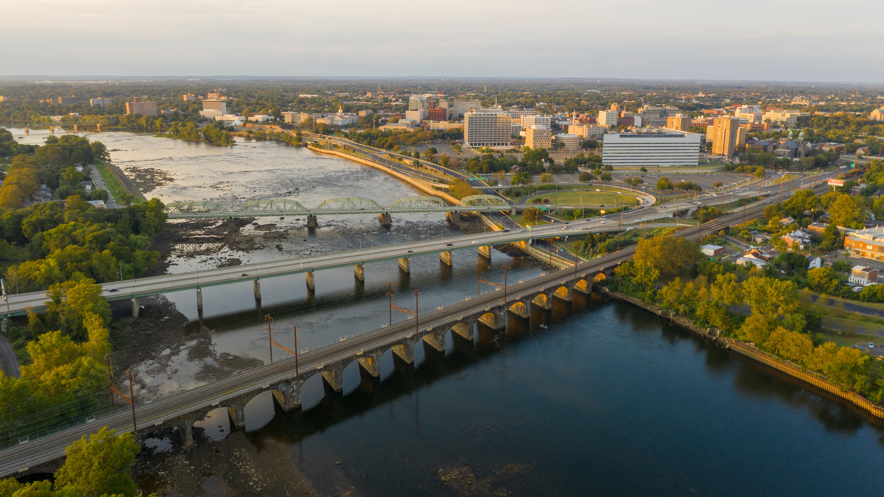 Aerial view of bridge in Trenton New Jersey