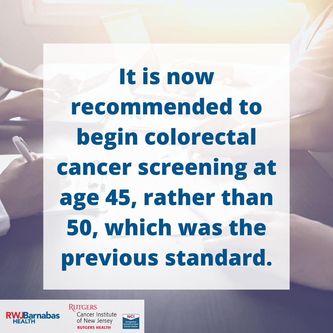 graphic reading it is now recommended to begin cancer screening at 45 instead of 50 which was the previous standard