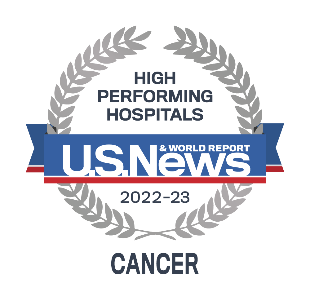 US News and World Report badge for High Performing Hospitals 2022 - 2023