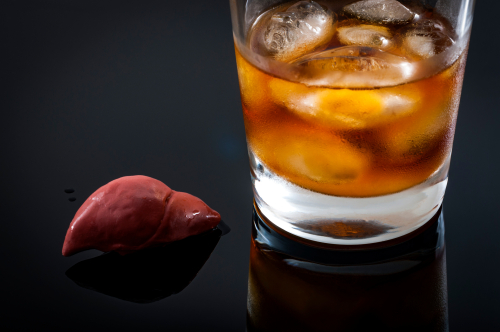 Liver next to alcohol glass