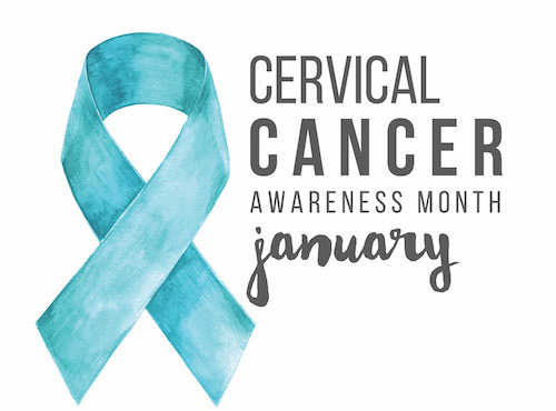 teal ribbon with cervical cancer month is january