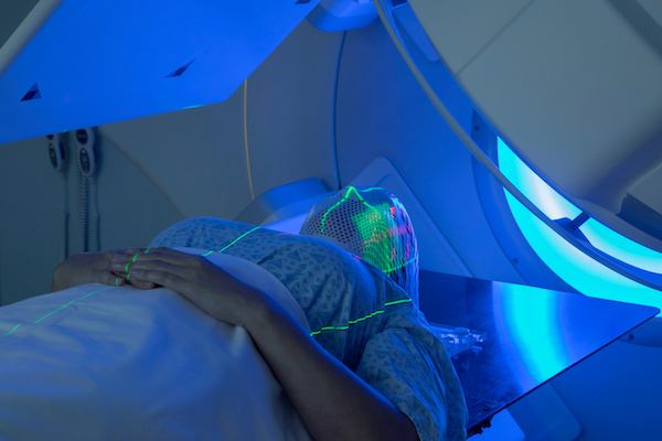 Woman Receiving Radiation Therapy Treatments for Cancer