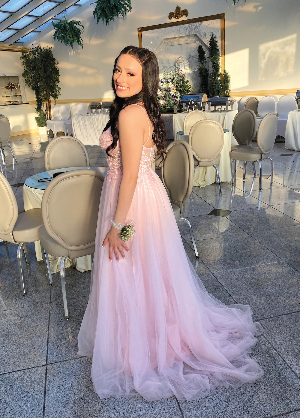Ariel Santos in a prom dress