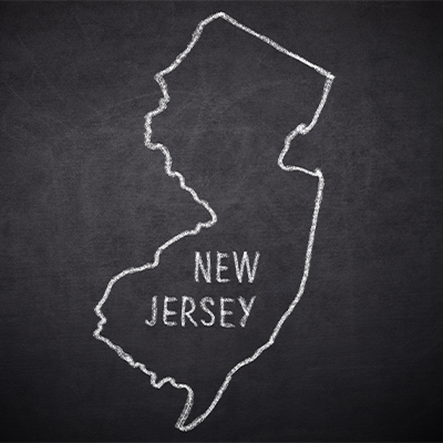 chalkboard outline of NJ