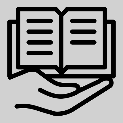 icon of illustrated hand holding an open book