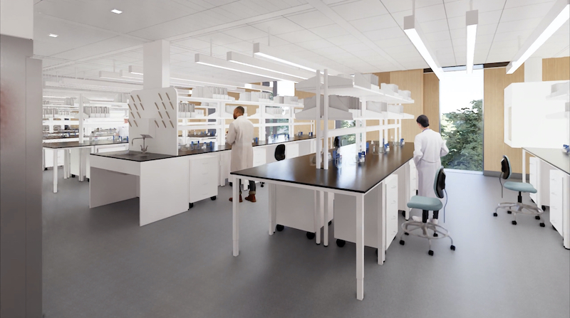 rendering of new cancer pavilion labs