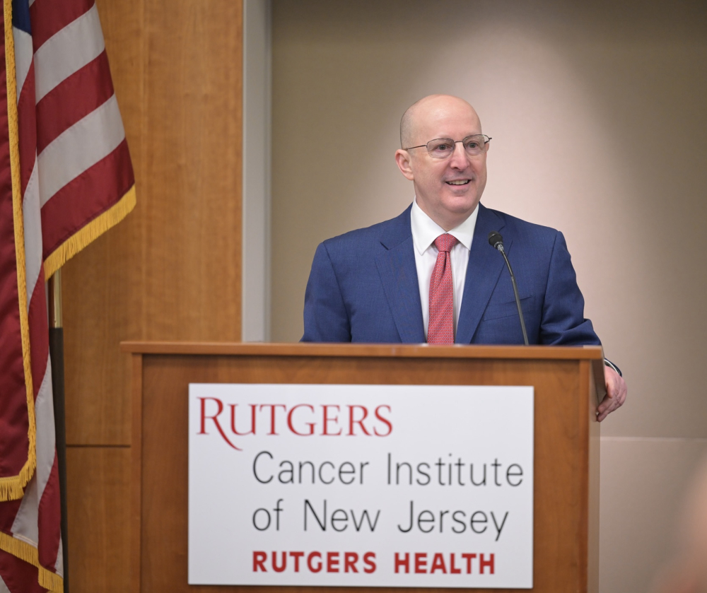 Rutgers Cancer Institute Director Dr. Steven Libutti speaks at Cancer Institute's redesignation event.