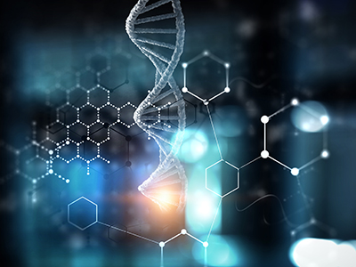 Blue DNA molecule