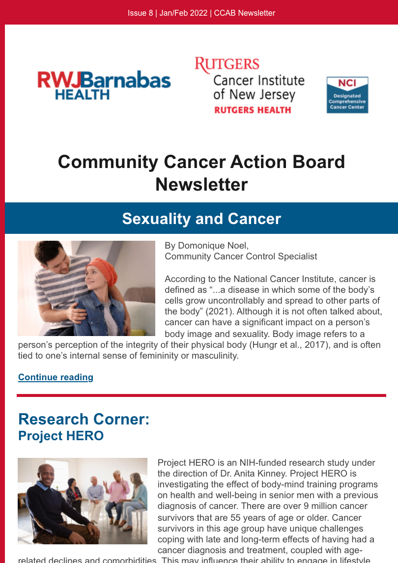 screenshot of CCAB newsletter