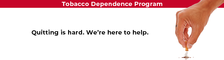 header for tobacco dependence program reading quitting is hard we're here to help