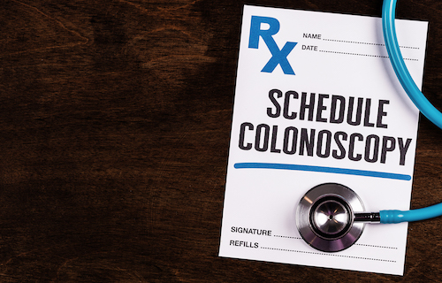 prescription page with text schedule a colonoscopy 