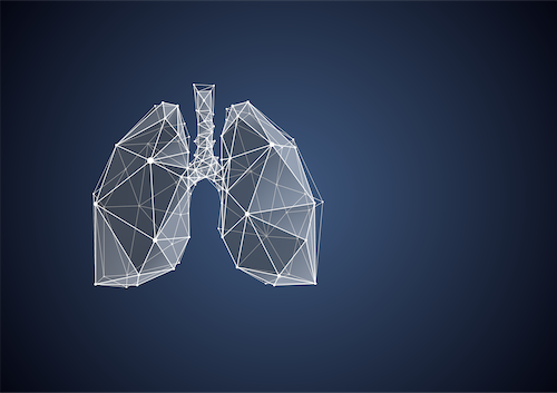 abstract illustration of lungs on dark blue background